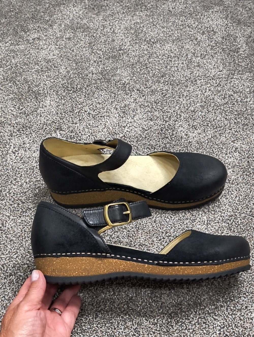 Dansko Mae Black Burnished Suede Sandals